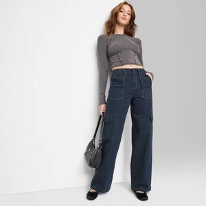 wild fable Dark Navy Wide-Leg Cargo Pants